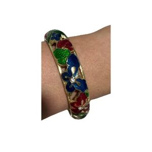 Cloisonné enamel colorful Bangle Bracelet red/green/blue Floral Design unbranded